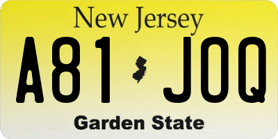 NJ license plate A81JOQ