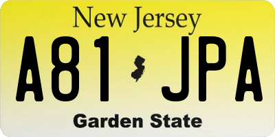NJ license plate A81JPA