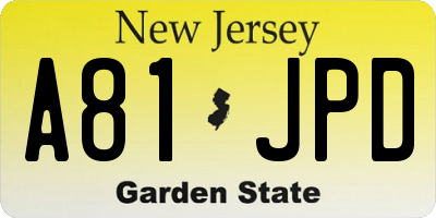 NJ license plate A81JPD