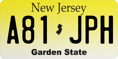 NJ license plate A81JPH