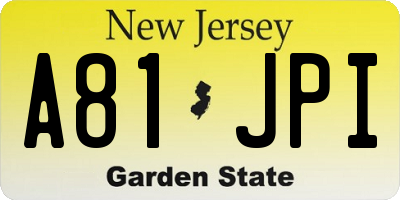 NJ license plate A81JPI