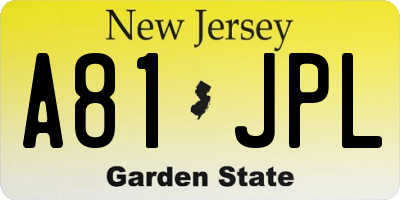 NJ license plate A81JPL