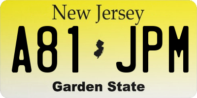 NJ license plate A81JPM