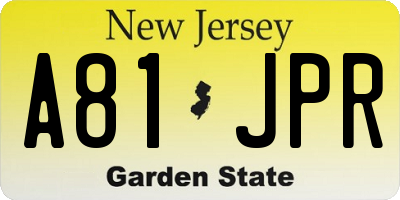NJ license plate A81JPR