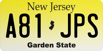 NJ license plate A81JPS