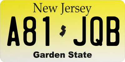 NJ license plate A81JQB