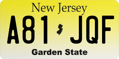 NJ license plate A81JQF