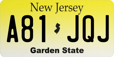 NJ license plate A81JQJ