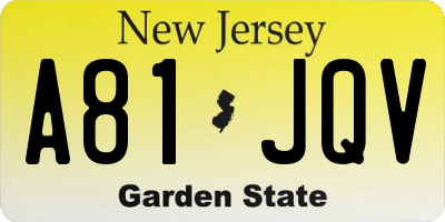 NJ license plate A81JQV