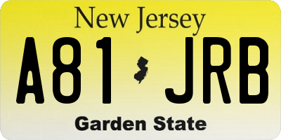NJ license plate A81JRB