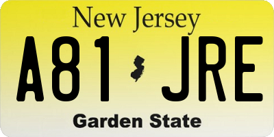 NJ license plate A81JRE