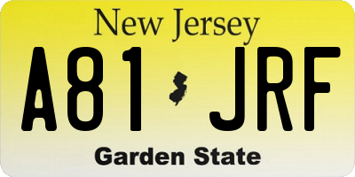 NJ license plate A81JRF