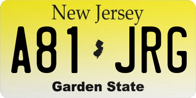 NJ license plate A81JRG