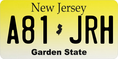 NJ license plate A81JRH