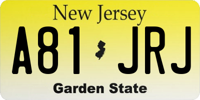 NJ license plate A81JRJ