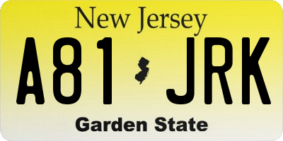 NJ license plate A81JRK