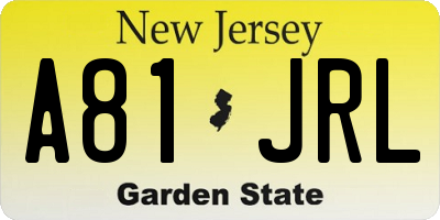 NJ license plate A81JRL