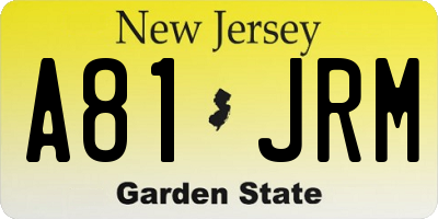 NJ license plate A81JRM