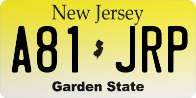 NJ license plate A81JRP