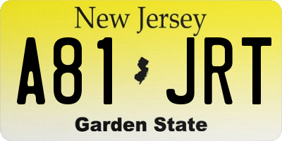 NJ license plate A81JRT