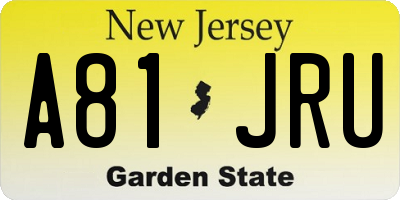 NJ license plate A81JRU