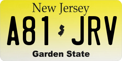 NJ license plate A81JRV