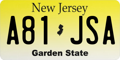 NJ license plate A81JSA