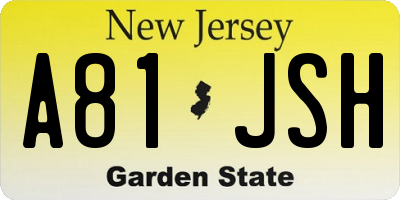 NJ license plate A81JSH