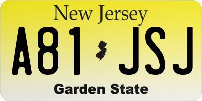NJ license plate A81JSJ