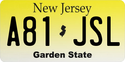 NJ license plate A81JSL