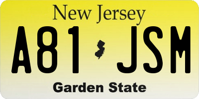 NJ license plate A81JSM