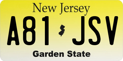 NJ license plate A81JSV