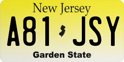 NJ license plate A81JSY