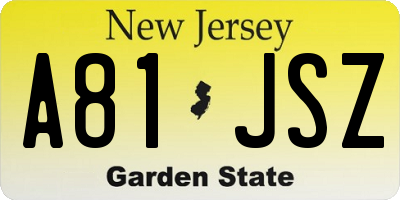 NJ license plate A81JSZ