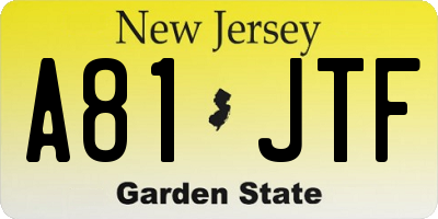 NJ license plate A81JTF