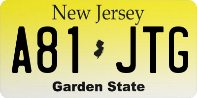 NJ license plate A81JTG
