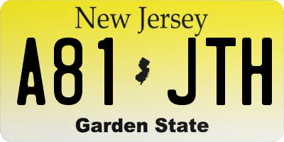 NJ license plate A81JTH