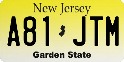 NJ license plate A81JTM