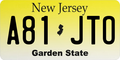 NJ license plate A81JTO