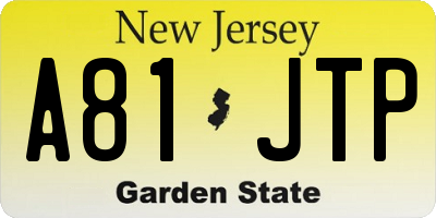 NJ license plate A81JTP