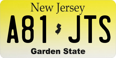 NJ license plate A81JTS