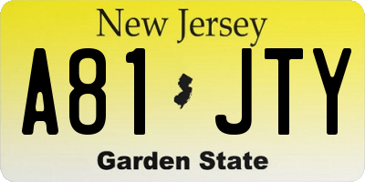 NJ license plate A81JTY