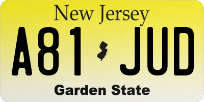 NJ license plate A81JUD
