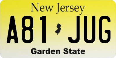 NJ license plate A81JUG