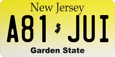NJ license plate A81JUI