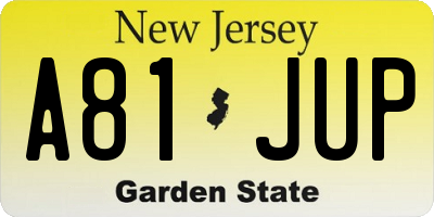 NJ license plate A81JUP