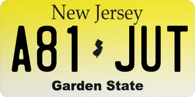 NJ license plate A81JUT