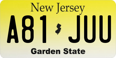 NJ license plate A81JUU