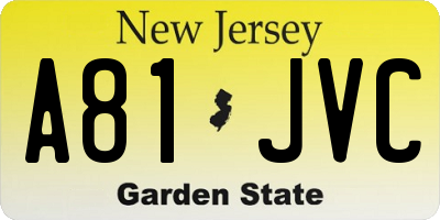 NJ license plate A81JVC