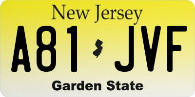 NJ license plate A81JVF